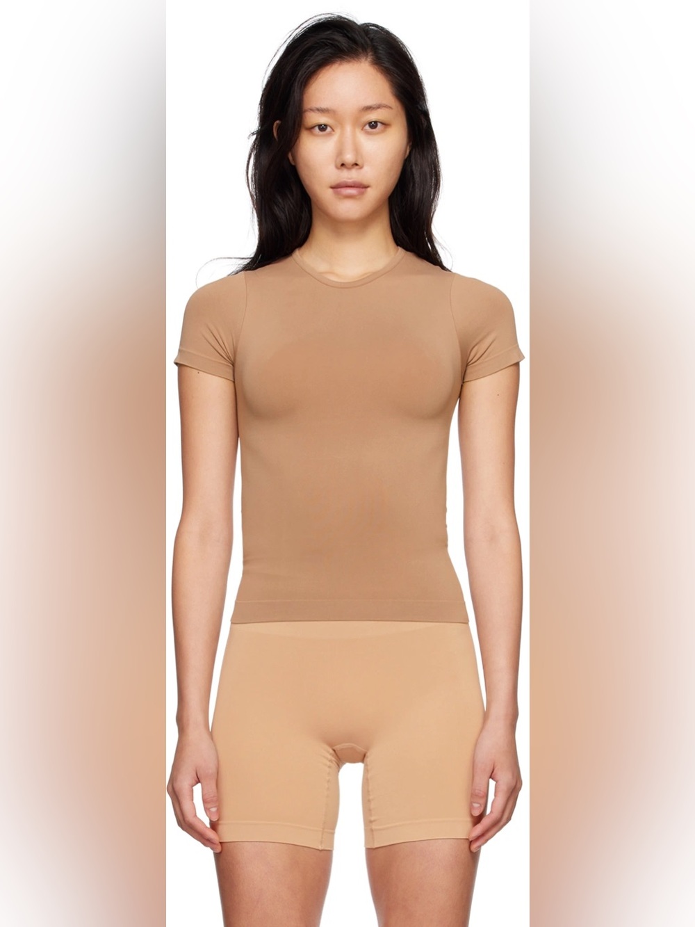 Skims Womens Fits Everybody Crew Neck T-Shirt Short Sleeve Light Tan Size M NWT